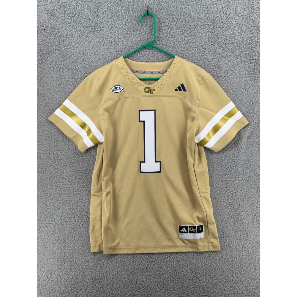 Adidas Georgia Tech Yellow Jackets Football Jersey #1 Gold JM7949 Mens Sz S